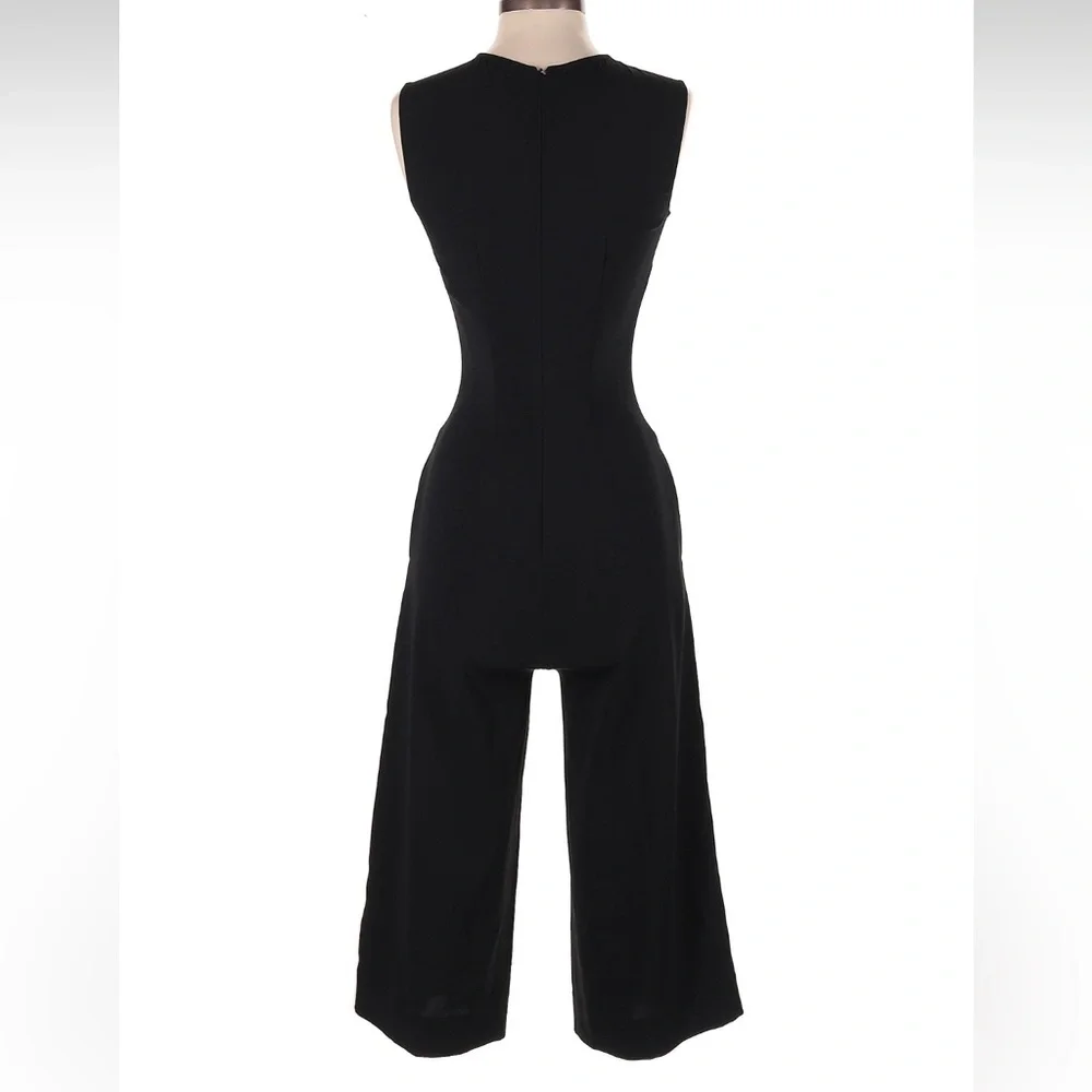 ST. JOHN‎ Black Split V-Neck Wide Leg Jumpsuit Size 0